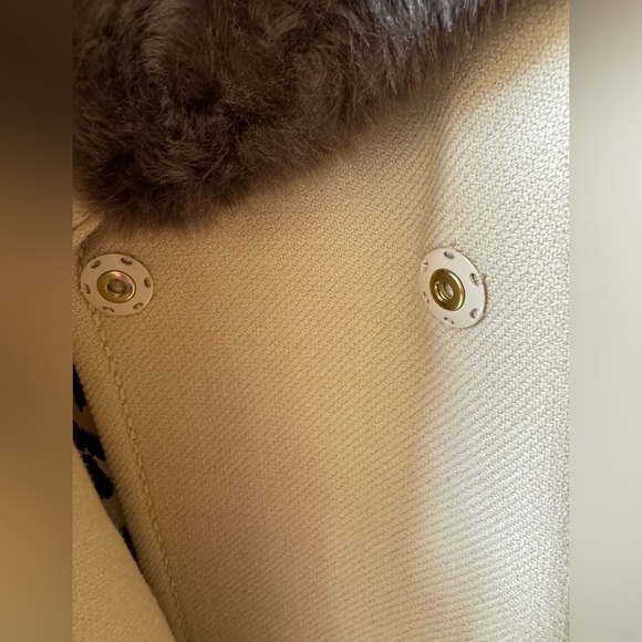 Kate Spade Wool Camel Coat with Large Faux Fur Collar - Picture 10 of 16